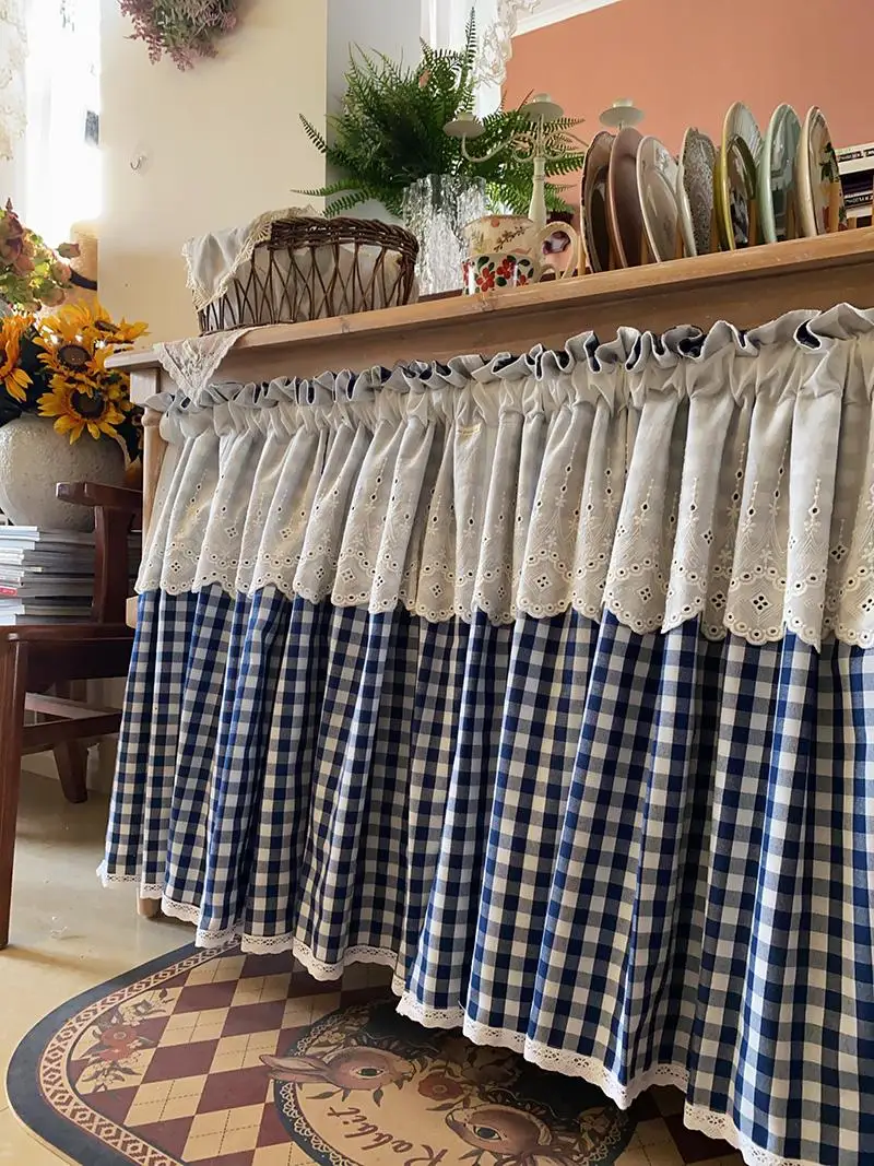 

Atmosphere Home American Country Retro Short Curtains for Living dining room bedroom Coffee Kitchen Finished Half Curtain