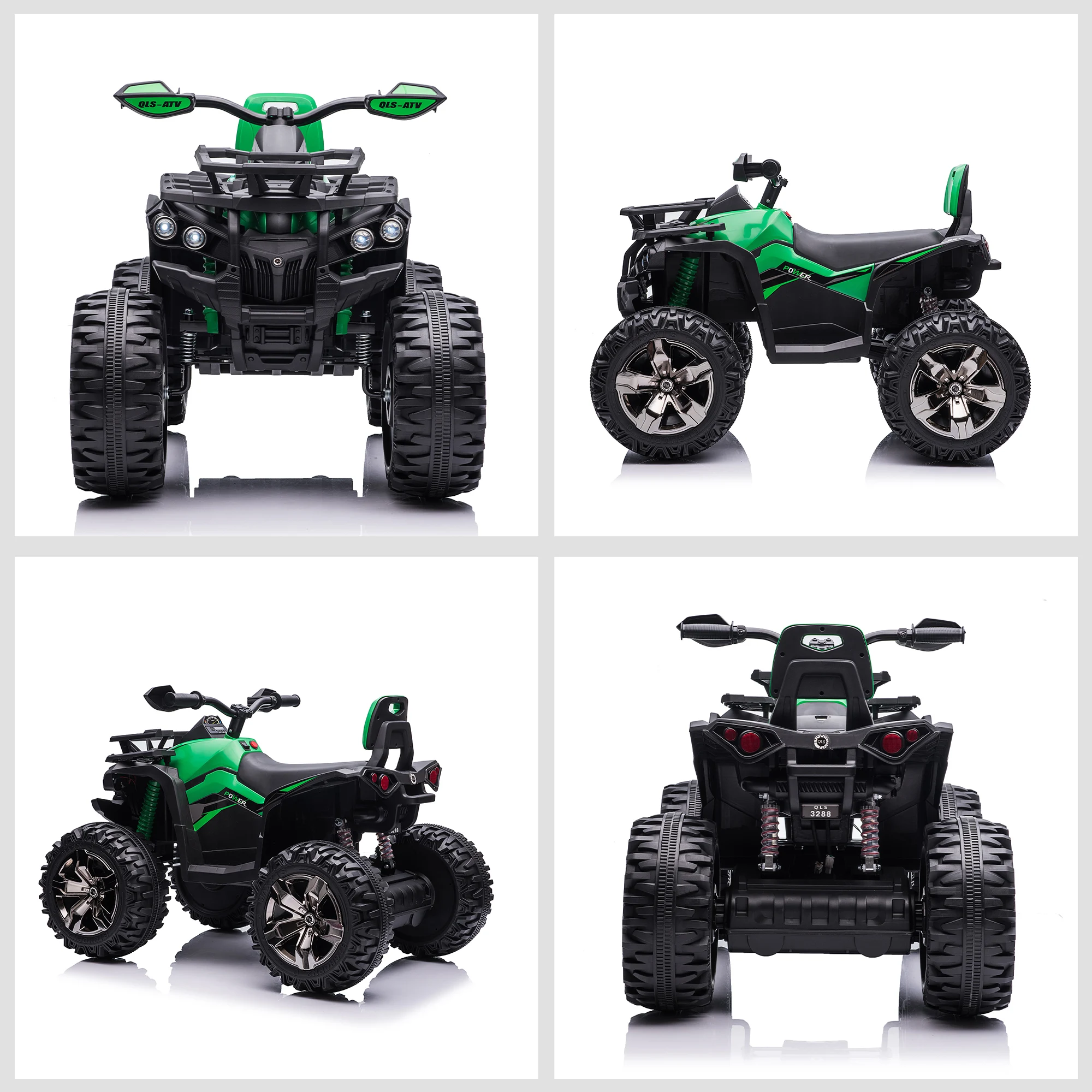 12V Kids 4 Wheels, passeio em Atv para crianças com música, faróis realistas e rodas largas, carro quádruplo elétrico para meninos e meninas