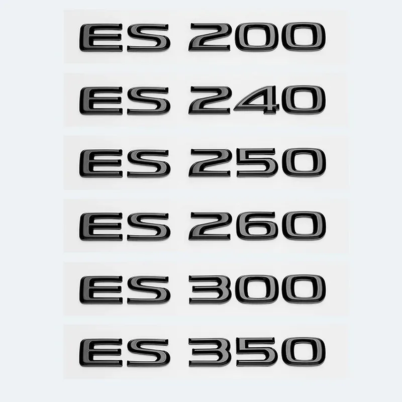 3D Metal Car Letters Rear Trunk Badge Sticker For Lexus Series ES200 ES240 ES250 ES300 ES350 Chrome Glossy Black Emblem