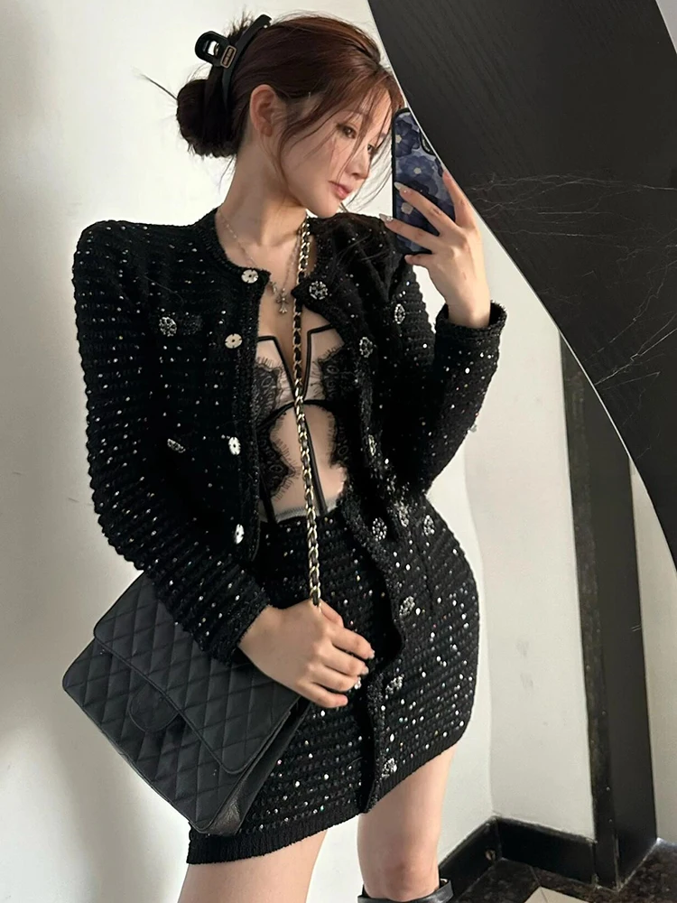 

Комплект из двух предметов: укороченный кардиган и пальто SelfSP для женщин, весна-лето-осень, повседневный стиль, хлопок, длинный рукав, на пуговицах, круглый вырез горловины