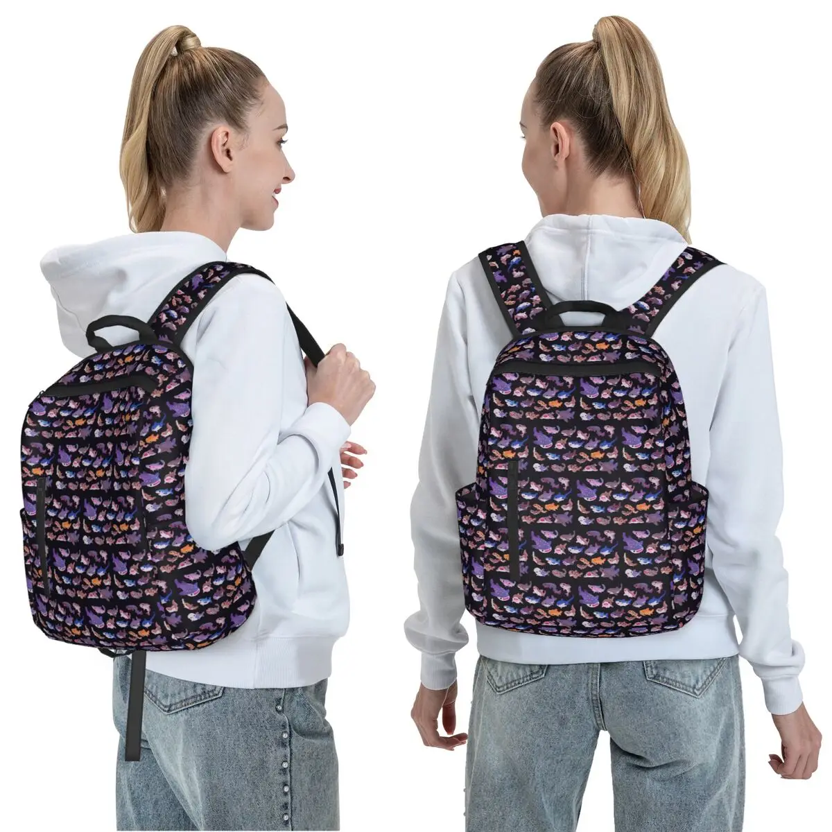 Shark Day Backpack Daypack Large Capacity Boys Girls BookBag School Bag Shoulder Bags for Men Women
