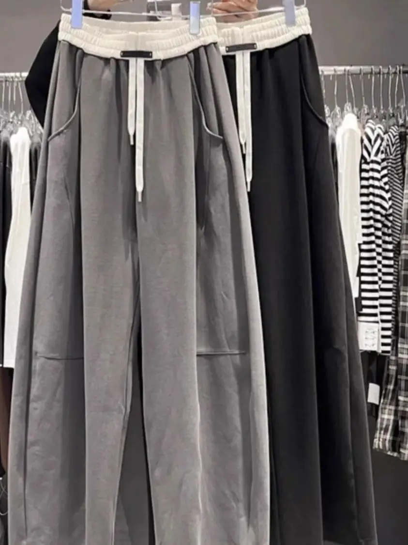 Extra grote grote maat broek met wijde pijpen Kleur Blo Dstring Casual broek voor grote maten Dames Hoge taille Polyestervezel