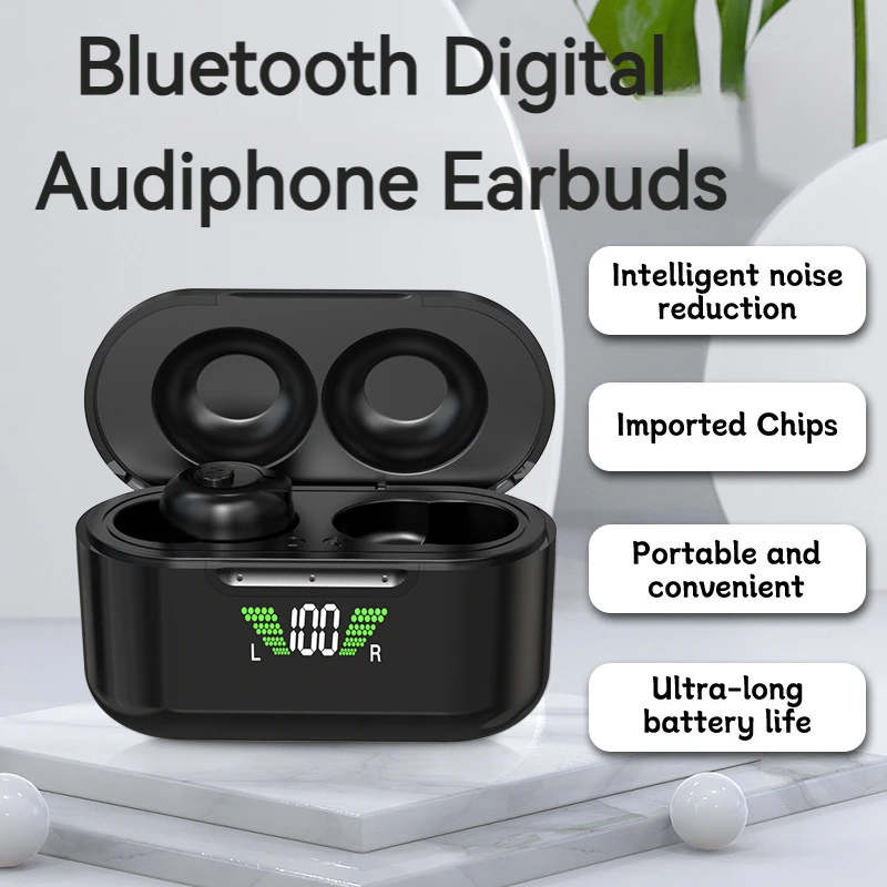

Listening Enhanced Earphones Rechargeable Noise Cancellation Bluetooth Digital Power Dispaly Earbud Painless Wear For Elderly