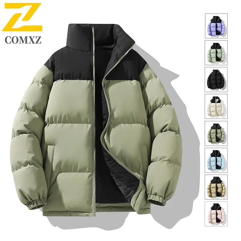 سترة مبطنة للرجال من COMXZ بياقة واقفة لركوب الدراجات في الهواء الطلق سترة سميكة دافئة على طراز الشارع حماية من البرد معطف شتوي جديد مبطن