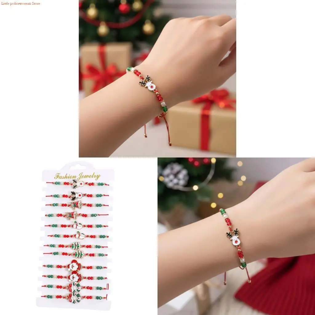 F92D موسم الأعياد سبائك الزنك سحر الأساور قابل للتعديل معصمه مضفر الزينة #1