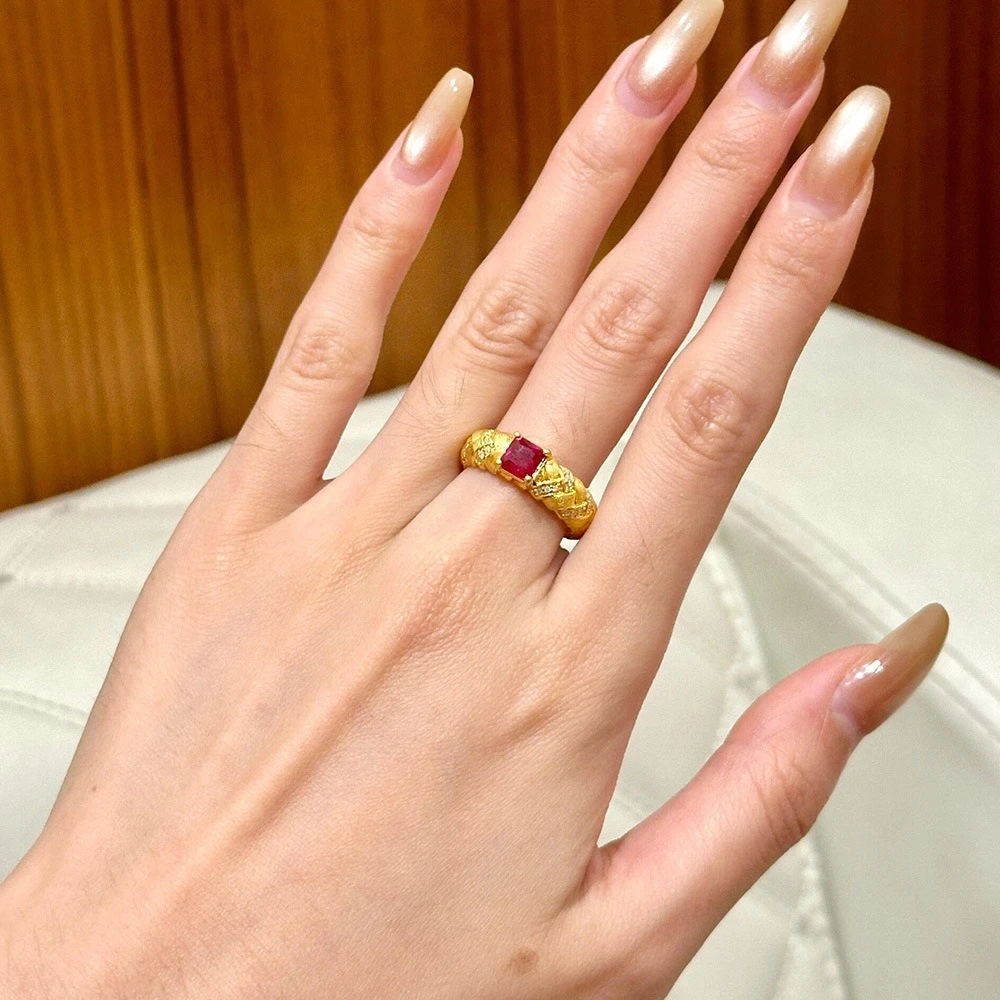 

Fashion K18 Gold Color Wheat Ear Woven Colorful Zirconium Ring for Women Bride Wedding Engagement High Jewelry Rings Gifts