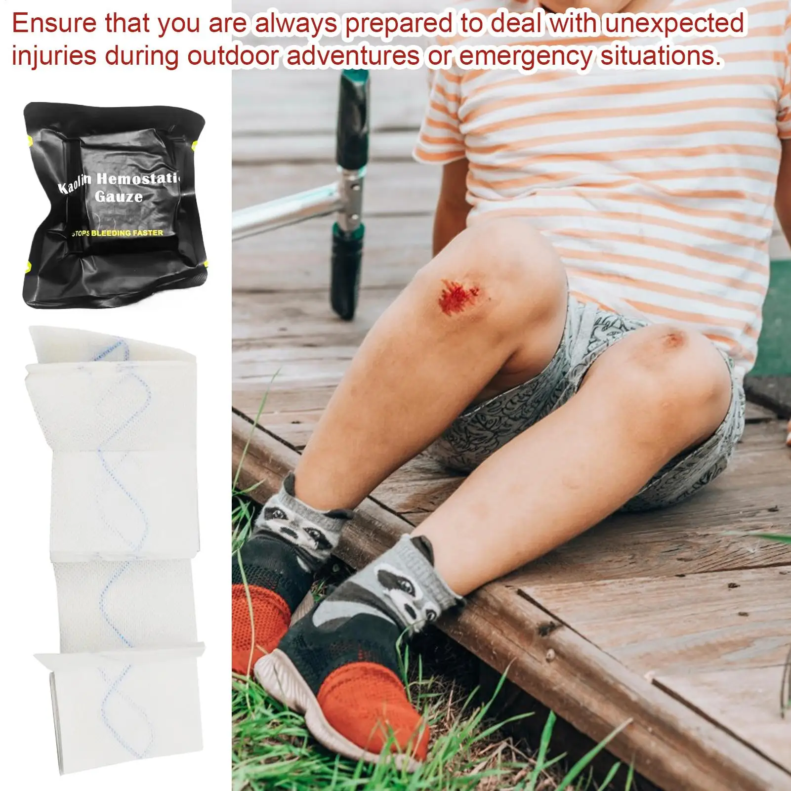 

Hemostatic Kaolin Gauze Combat Emergency Trauma Z-Fold Soluble For Ifak First Aid Kit Medical Wound Dressing