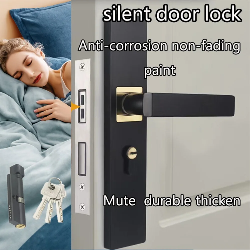 1/2PCS Mute Door Lock Anti-theft Metal Door Security Lock with Keys Security Entrance Door Handle Lock for Interior Wood Door