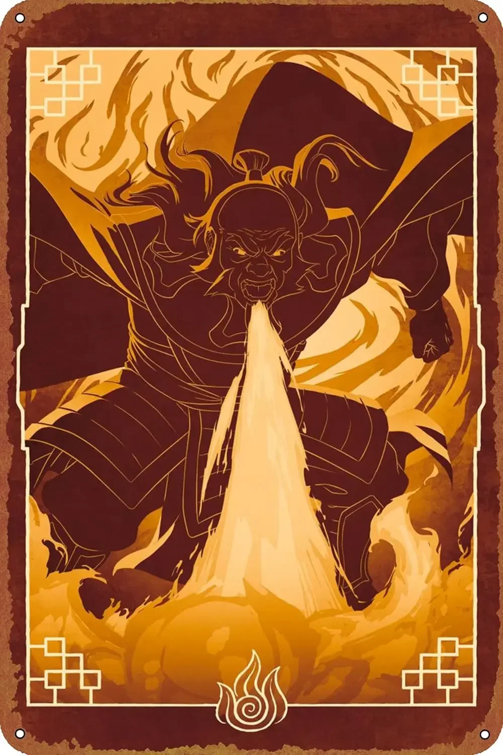 Uncle Iroh Fire Nation Metal Tin Sign Hanging Retro Sign Kitchen Wall Poster Garage Cafe Bar Pub Man cave Art Novelty Plaque