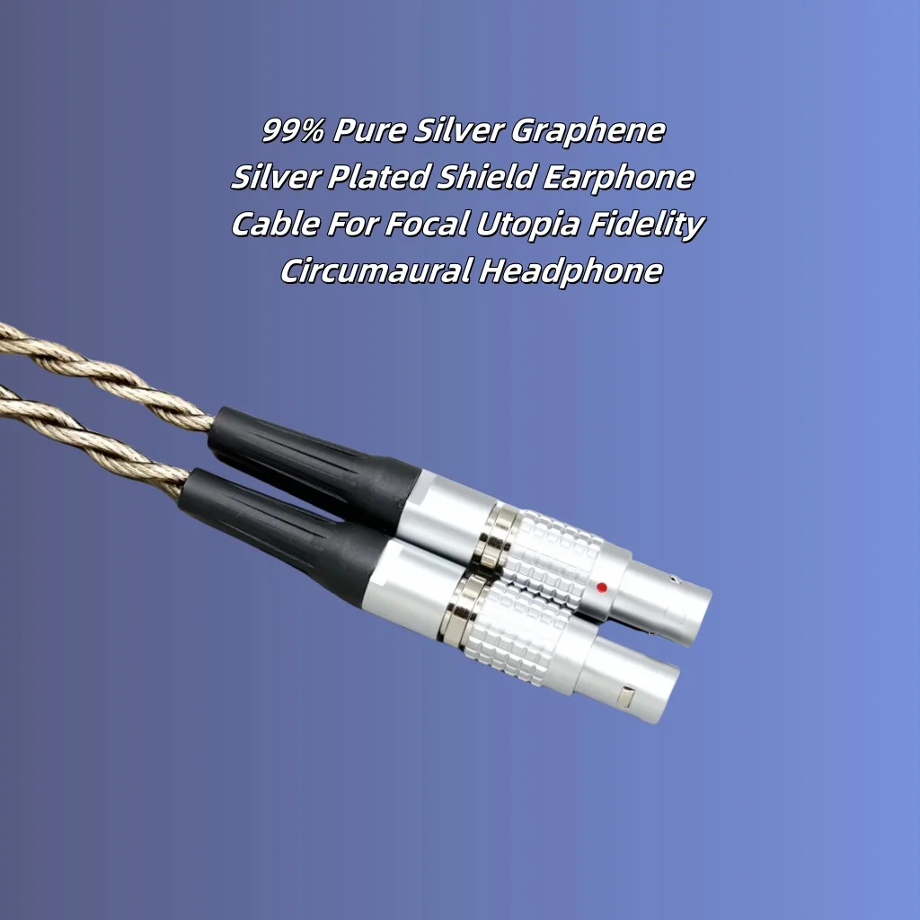Focal Utopia Fidelity Circumaural 헤드폰 7951 용 99% 순수 실버 그래핀 실버 도금 쉴드 이어폰 케이블