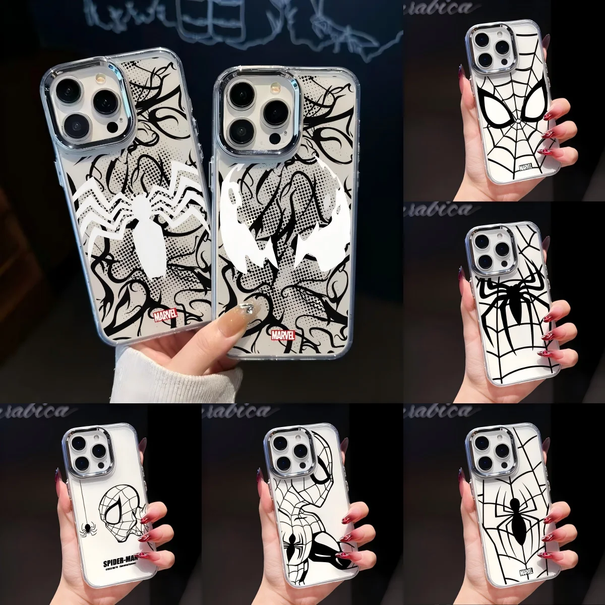 Cool Black-Spiders-Men Phone Case for Samsung Galaxy S26 S25 S24 S23 S22 S21 S20 FE Ultra Edge Plus 4G 5G Transparent Soft Cover