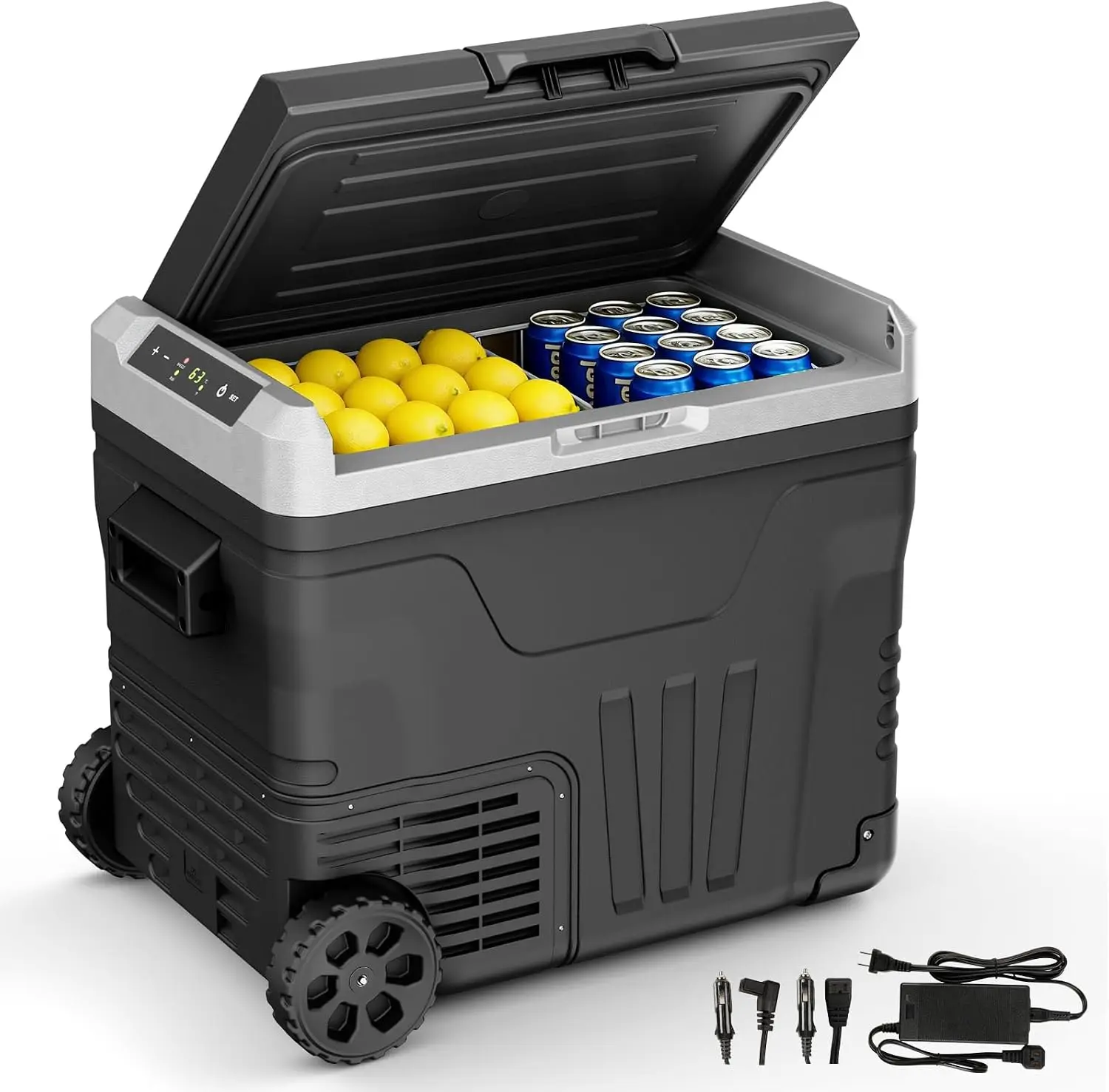 12 Volt Refrigerator,53QT(50L) Electric Cooler, Portable Refrigerator Freezer -4℉~68℉,12V 24V DC 100 240V AC Car Fridge