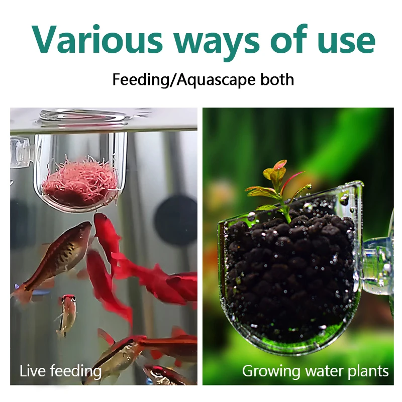 

Aquarium fish tank red worm cup, acrylic cup with suction cup, fish food feeder, brine shrimp anti-dispersion feeding ring