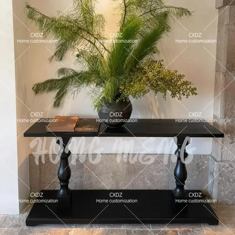 Medieval Style Wall Entrance Cabinet Living Room Creative Strip Edge Decoration Aisle Entry Table Divider Vintage Side Table