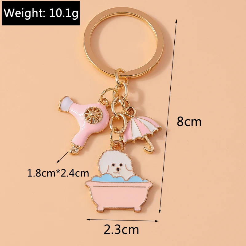 Cartoon Tier Hund Schlüssel bund Emaille Liebe Herz Charms Schlüssel ringe für Auto Schlüssel Souvenir Geschenke für Frauen Männer Handtasche Schlüssel anhänger – Detail 7