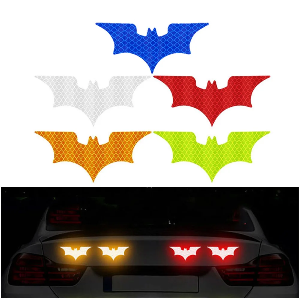 3Pcs Car Reflective Sticker Reflective Tape Warning Stickers Night Safe Bat Style Decoration Motorcycle Helmet Decals