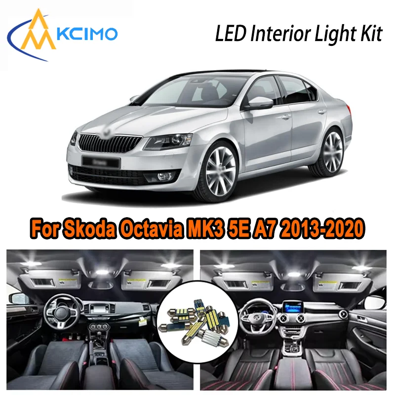 

For Skoda Octavia MK3 5E A7 2013-2020 2014 2015 2016 2017 LED Interior Dome Map Trunk Light Kit Car Led Lamps Canbus No Error