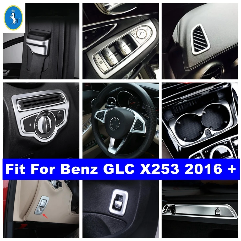 

Car Matt Air AC Outlet / Window Lift Button / Light Control Panel Cover Trim Accessories For Mercedes-Benz GLC X253 2016 - 2021