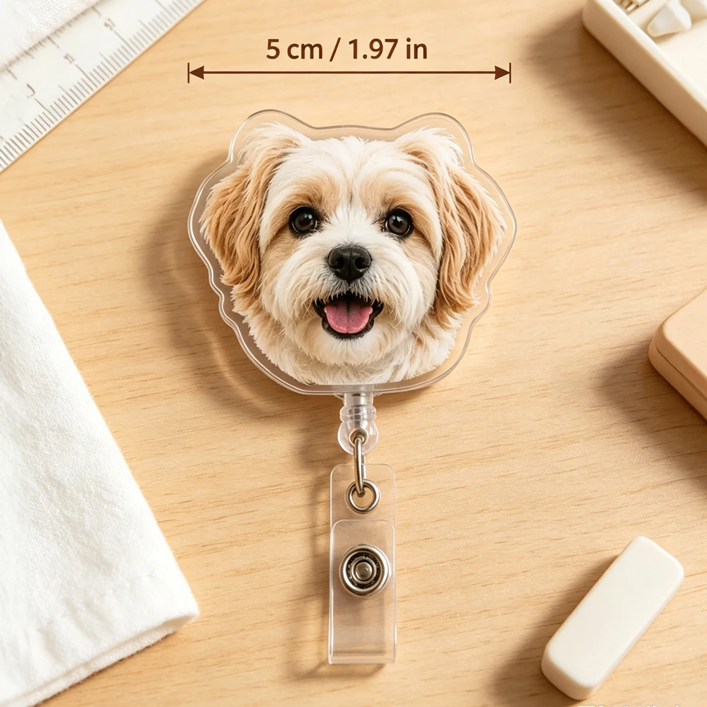 Custom Pet Photo Acrylic Badge Reel Personalized Dog Cat Retractable Badge Holder Great for Pet Lovers Personalized Gifts