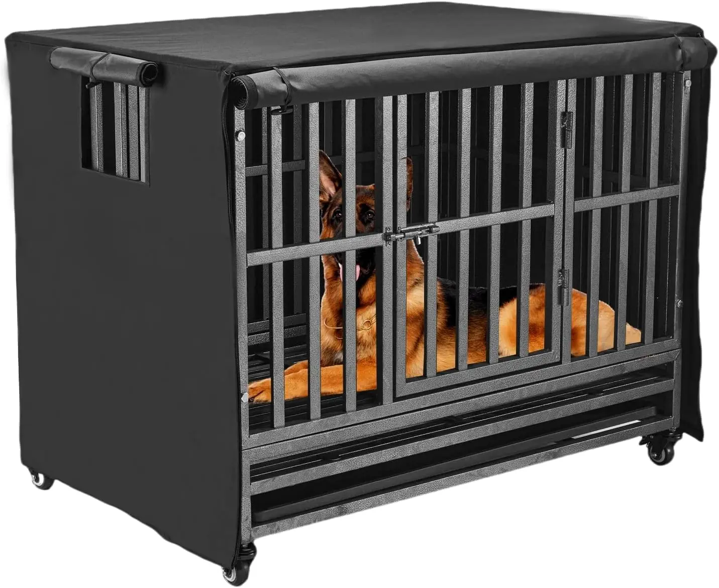 

38 Inch Heavy Duty Dog Crate Cover, Durable 600D Polyester, Insulated Windproof Rainproof for Wire Kennel