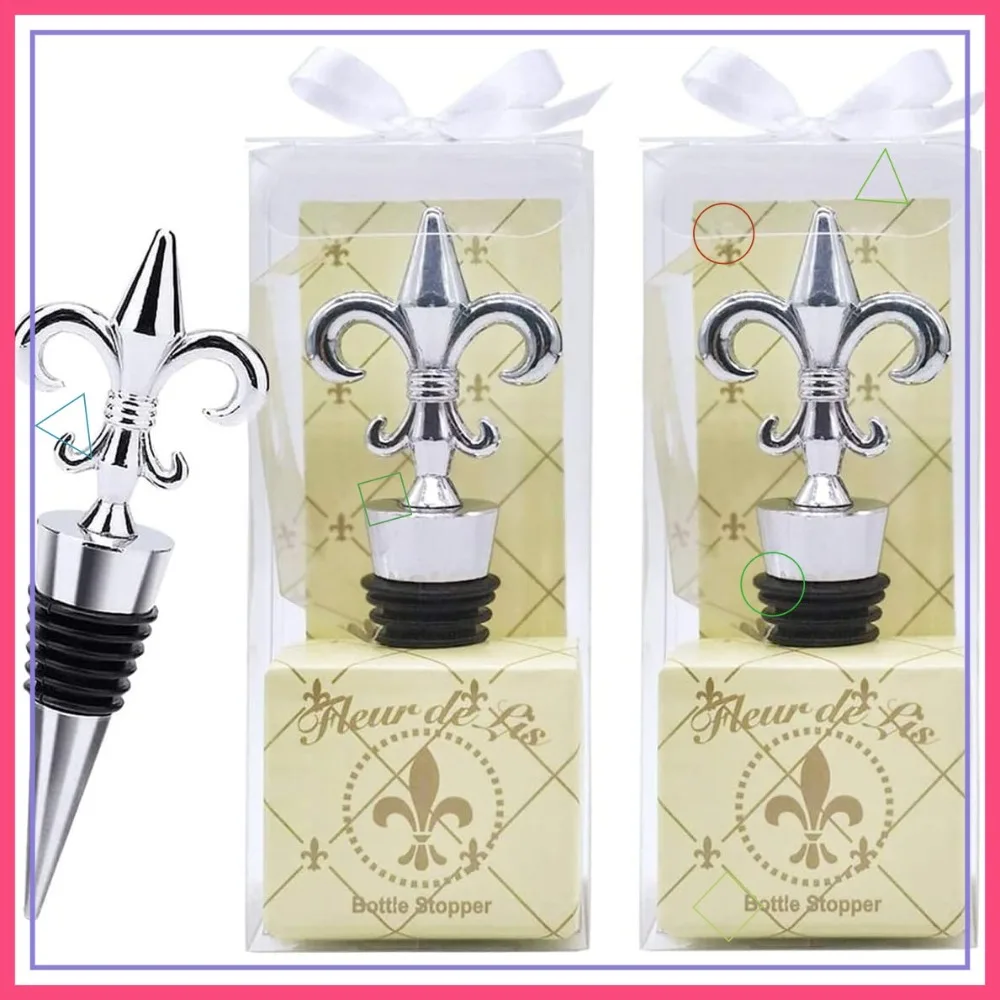 2 Pcs Stainless Steel Wine Stoppers with Gift Box, Keep Wine Fresh, Wedding Favors for Guests (Silver)