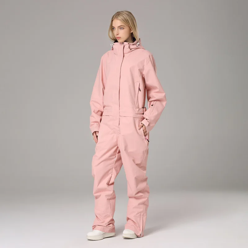 Winter One Piece Snow Suit Waterproof Man Ski Overalls Mountain Women Alpine Female Hooded Jumpsuit Sport Snowboard Tracksuits