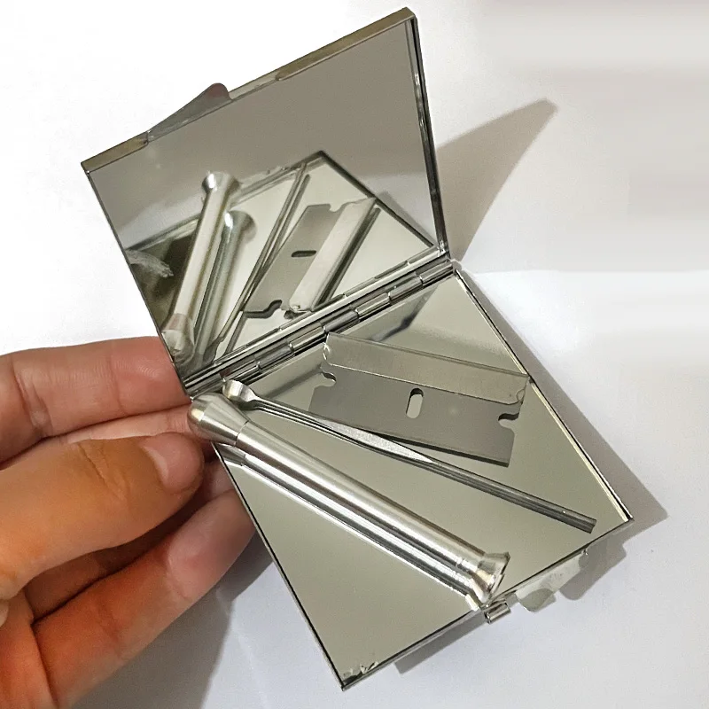 4 قطعة مجموعة ملحقات التدخين المحمولة صندوق السجائر مع شفرة قطع مرآة على الوجهين مجموعة تخزين السفر الفاخرة #5