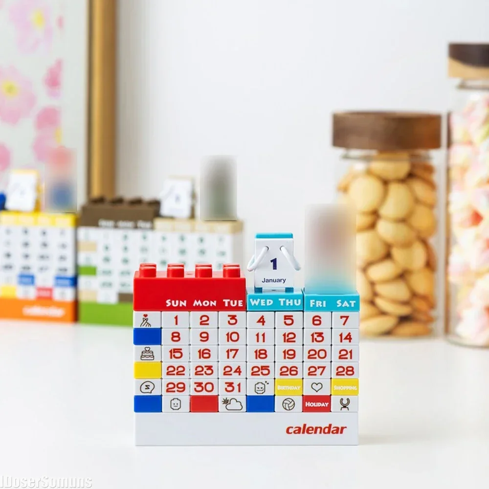 Creative Cartoon Perpetual Calendar DIY Doll Simple Stitchable Desktop Ornaments for Birthday Record Kids Gift Decoration