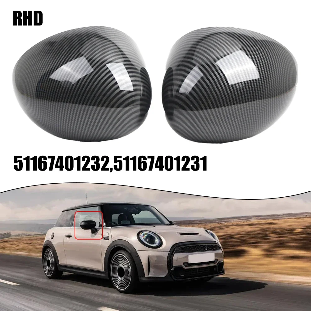 

2PCS Right & Left RHD Carbon Pattern Side Mirror Cover Car Rearview Mirror Housing Cap For Mini Cooper F54 F55 F56 F60 2014-2019
