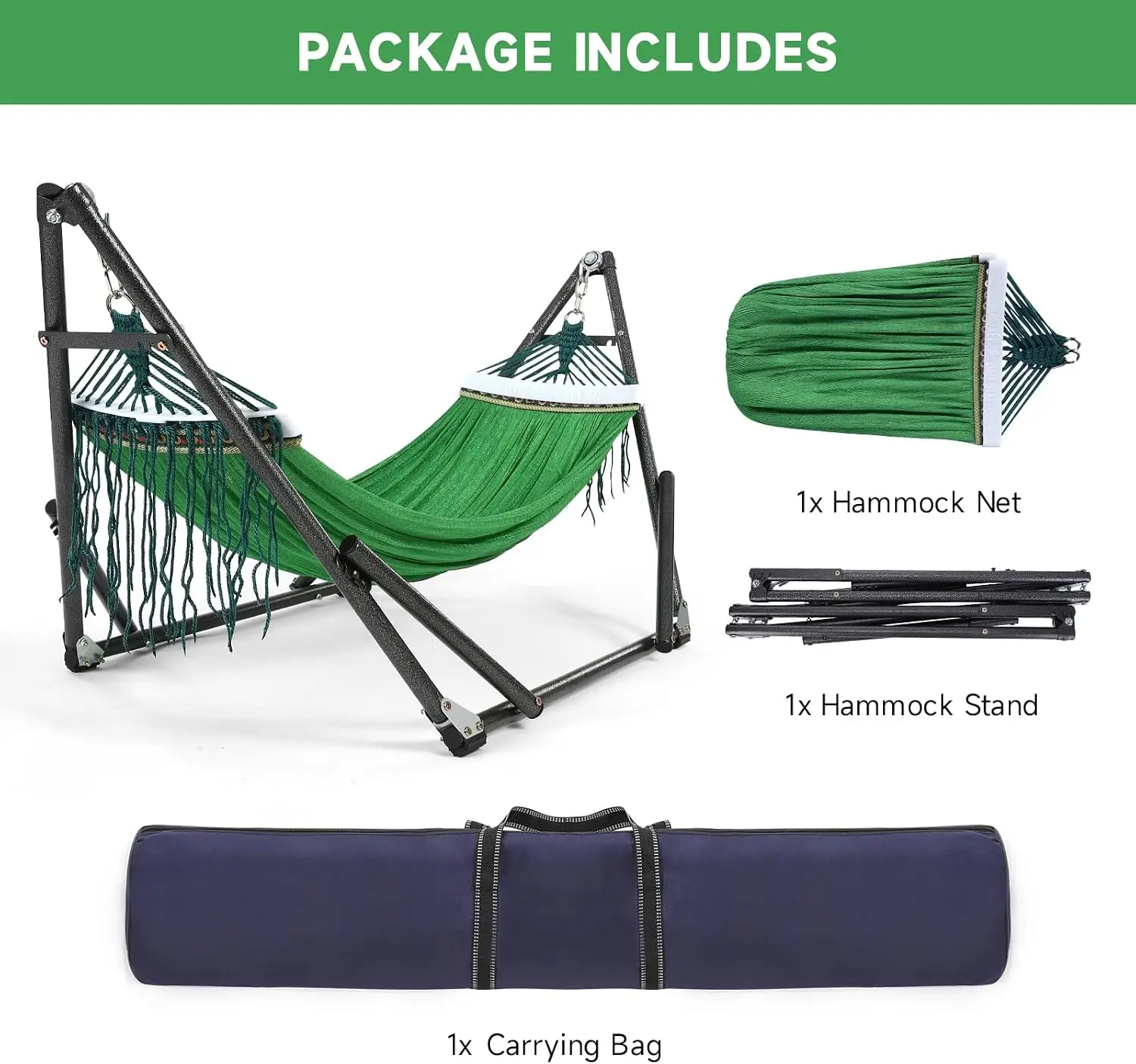 Kids Hammock with Stand Included,330 lb Capacity, Foldable Hammocks Stands with Portable Carrying Bag,Standing Double Hammock