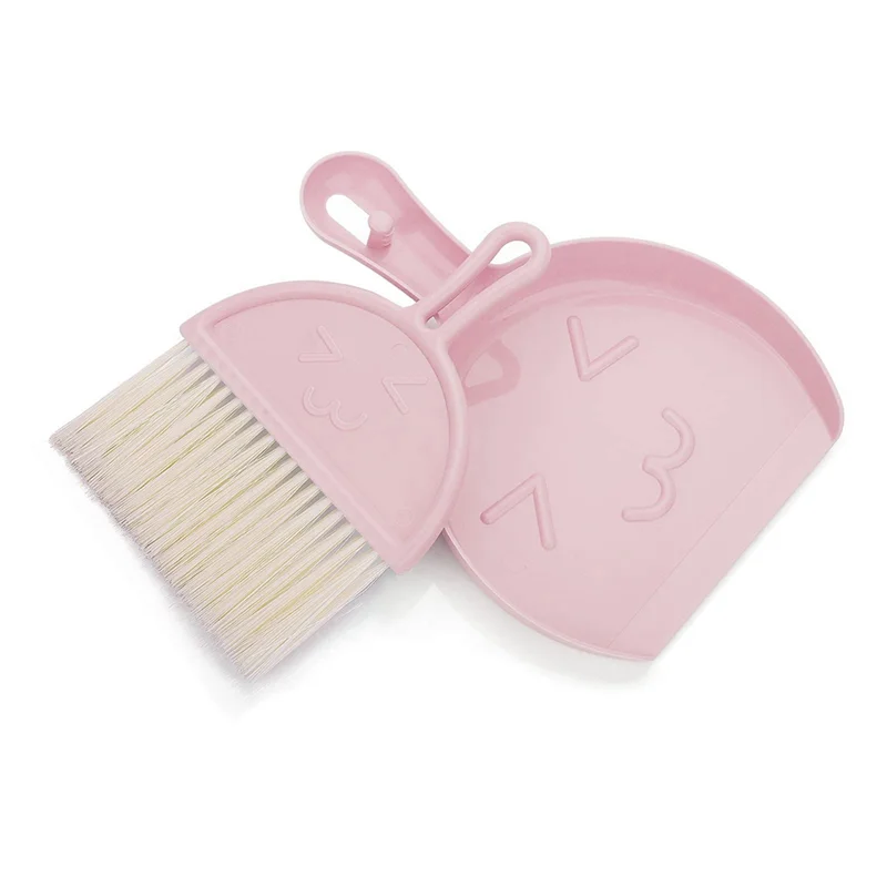 Mini conjunto de pá e escova, vassoura pequena e conjunto de limpeza de pá portátil conjunto de escova de mesa (rosa) durável