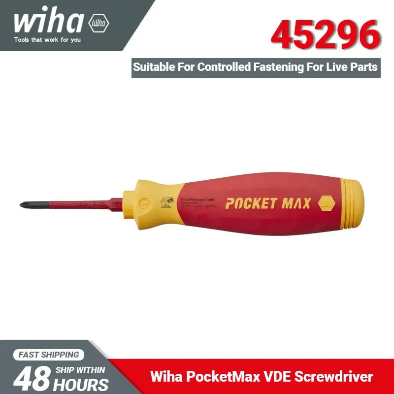 

Wiha Screwdriver Insulated Compact Light PocketMax Electrician Tools with 4 75mm Slimbits 45296