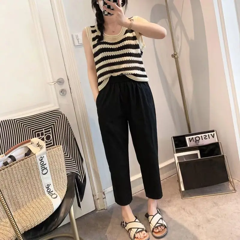 Spring Summer New Fashion High Waist Pockets Women's Clothing Casual All Match Solid Color Loose Female Clothes Solid Y2K Pants