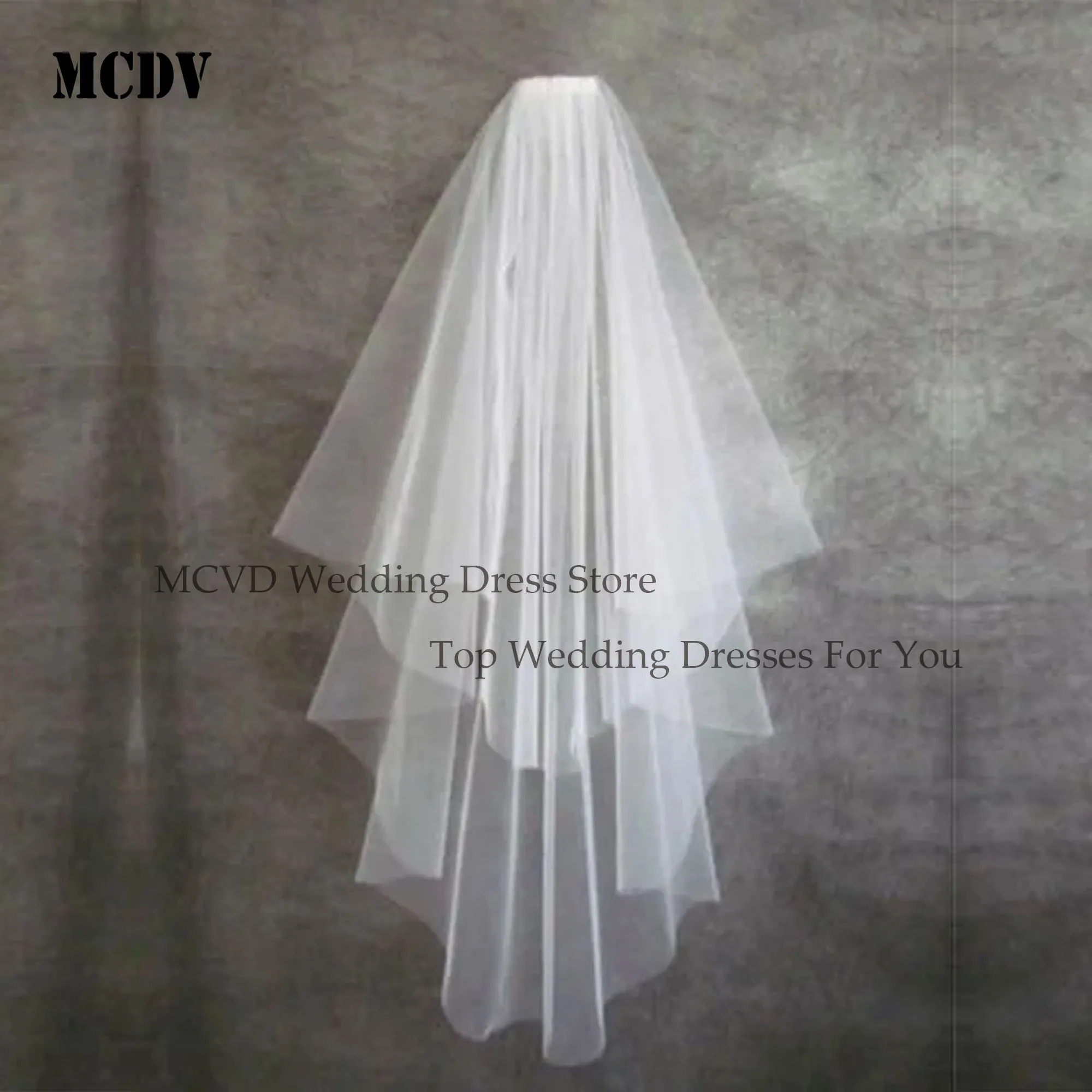 MCDV Cheap Short Wedding Veil With Comb Cut Edge 2 Layers Simple Mariage Accessories 2025