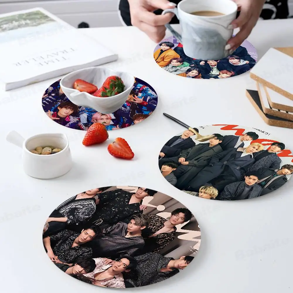 famous Pop Group S-Snow M-Man Japan Natural Coaster Creative Cute Cartoon Absorbent Cushion Mug Bowl Cushion Insulation Cushion