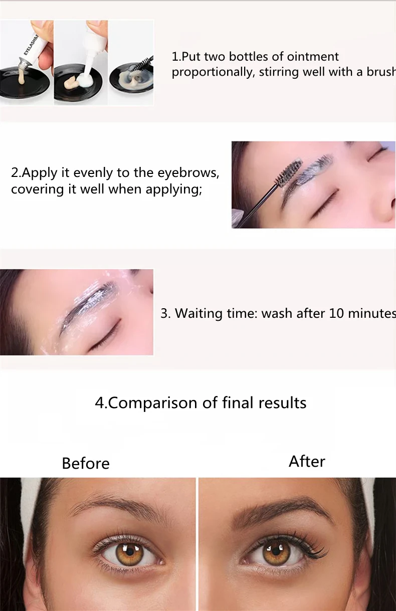 Wimpern Augenbrauen Färben Tönung Kit Schnelle Tönung Augenbrauen Färben Gel Augenbraue Creme Schwarz/Braun/Kaffee Brauen Enhancer mascara Make-Up-Tool – Detail 2