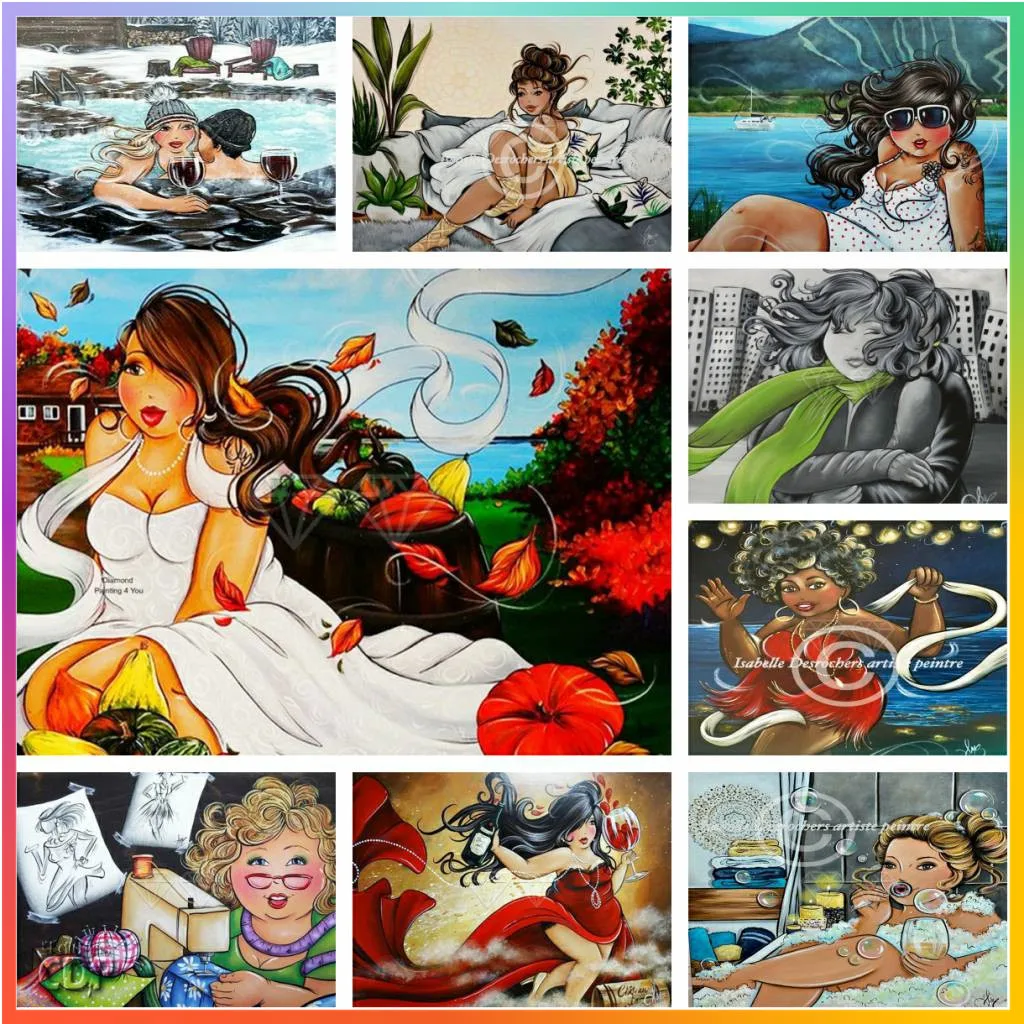 

Cartoon Fat Girl Ladies Dikke Dames Diamond Painting Pictures Set 5D DIY Art Full Drill Cross Stitch Mosaic Embroidery