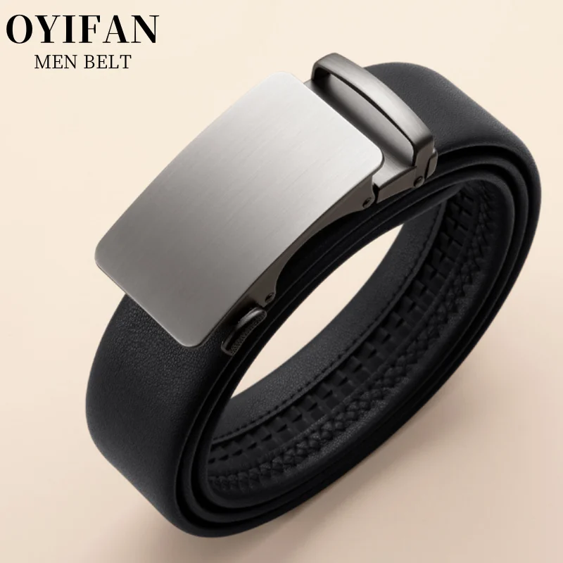 

OYIFAN Мужской ремень с автоматической пряжкой, высококачественный мужской ремень из натуральной кожи, регулируемый мужской ремень без отверстий