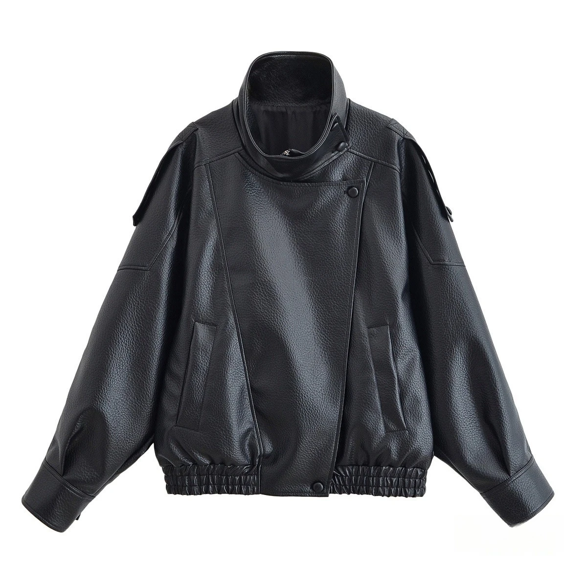 Texture Luxury PU Leather Jacket Women Elegant Soft Leather Bomber Jacket Moto Biker Coats Windbreaker Women Clothes Outerwears