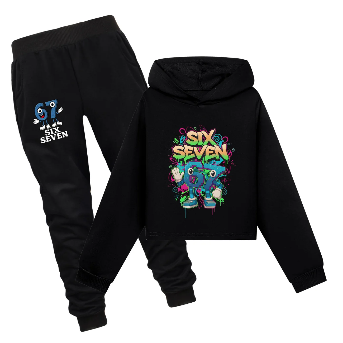 

Толстовки с капюшоном Steal a Brainrot Six Seven 67, толстовки, комплекты детской одежды, топы для девочек + штаны, комплект из 2 предметов, спортивные костюмы для детей-подростков