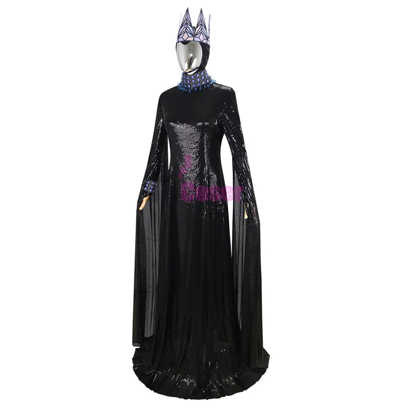 Evil Queen Costume Women Halloween Gothic Long Dress with Crown Necklace  Set Snow White Villain Cosplay Outfit For Party Masquer - AliExpress  200000532