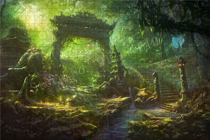 Quebra-cabeças de floresta profunda, 300/500/1000 peças, quebra-cabeças de jardim de fantasia para pais e filhos, brinquedos educativos, decoração de galeria