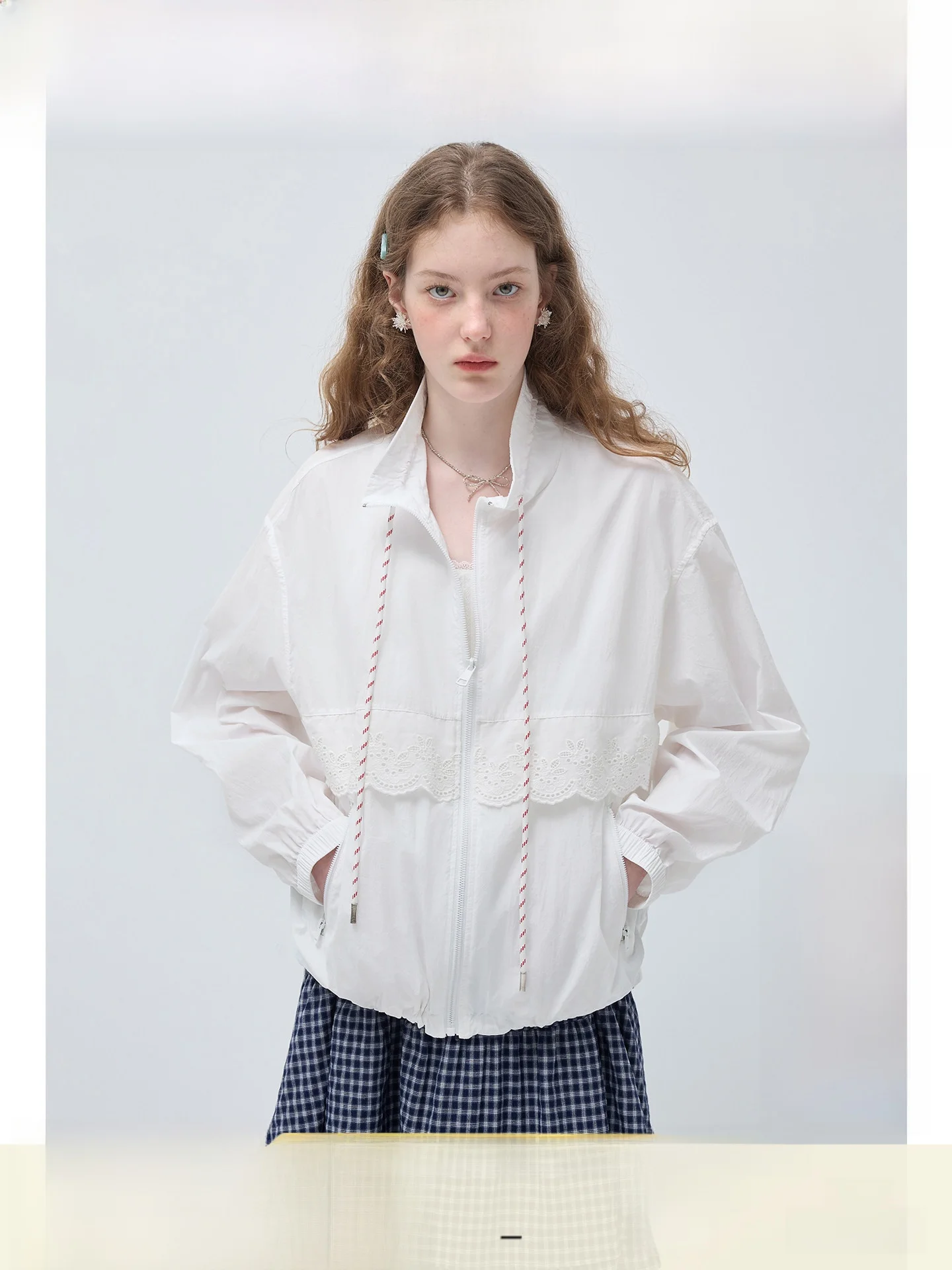 

Sweet And Cool Stand Collar Jacket plus Size Women's Loose Outerwear Spring Slimming Micro Plump Top Commute Casual Style