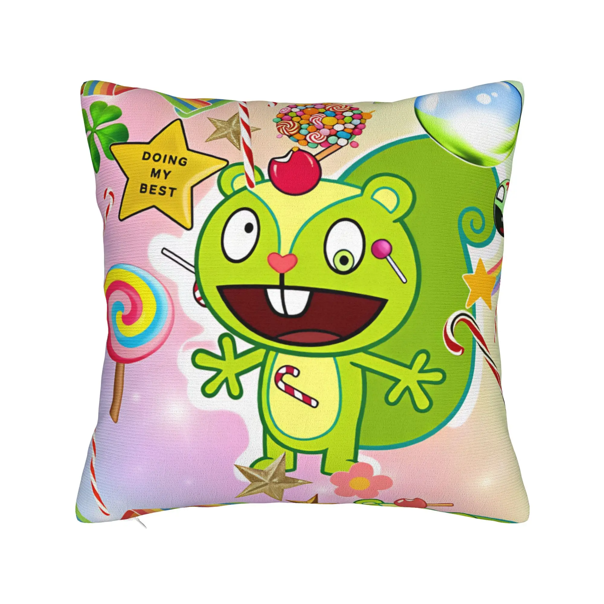 Cartoon H-Happy Tree F-Friends Pillow Cover  Vintage Pillow Case For Living Room Chair Custom Cushion Cover Gift