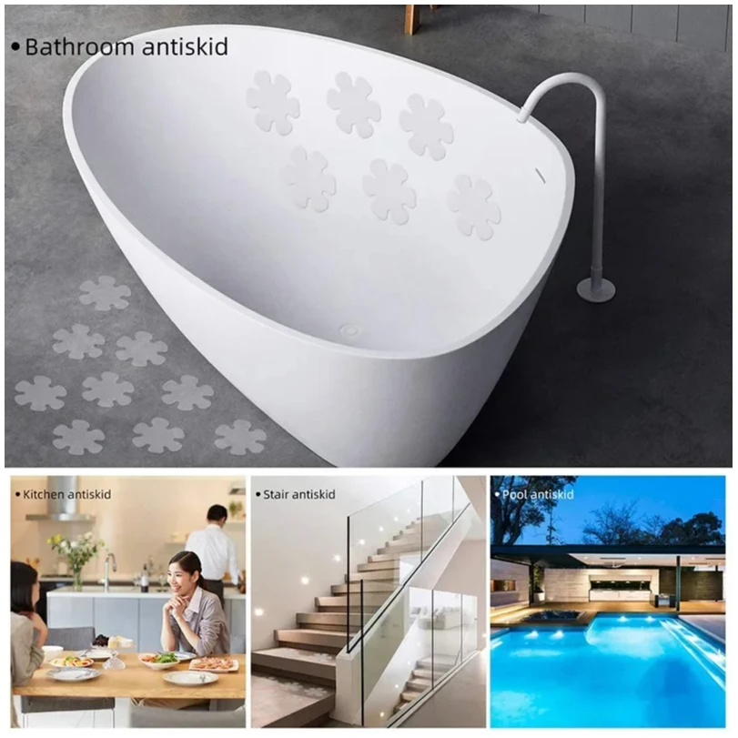 6/12/20PCS Anti Slip Bathtub Stickers Waterproof Flower Shaped Self-Adhesive Safety Shower Anti-Slip Appliques for Home Bathroom view 5