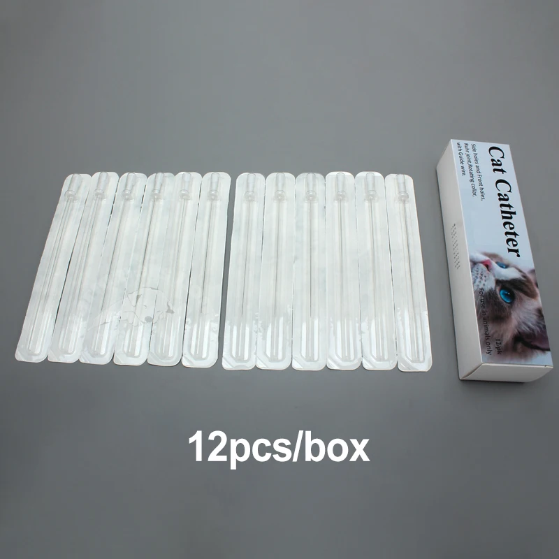 12pcs Cat Catheters with Stylet Veterinary Urinary Cat Catheters Sterile Urethral Stone Catheter 1.0/1.3mm Side Opening