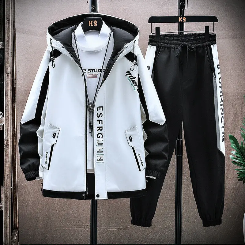 Casual Hooded Jackets And Pants Tracksuit Men's Clothing Sets 2026 Spring Autumn Youth Outdoor Sportswear 2 Pieces Coats Top Set