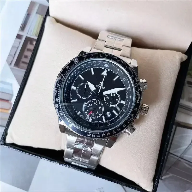 New Original Brand Chronograph Automatic Multifunctional Stainless Steel Mechanical Sekio Quartz Men\'s Waterproof Watch