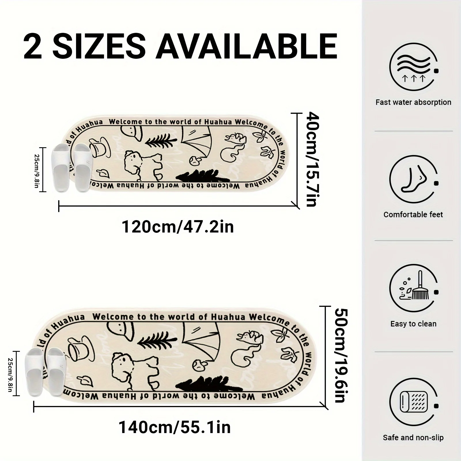 1 Plush Black-and-White Minimalist Hand-Painted Puppy and Tree Pattern Oval Bedside Cushion - Soft, Non-Slip Bedroom Rug,