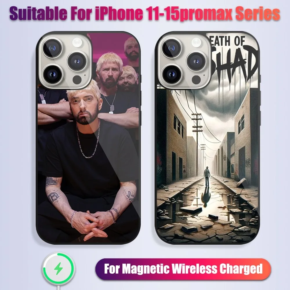 

Rapper Eminem The Death of Slim Shady Phone Case For iPhone 13 14 15 11 12 Pro Max Plus Glass Charging Magsafe Magnetic Cover